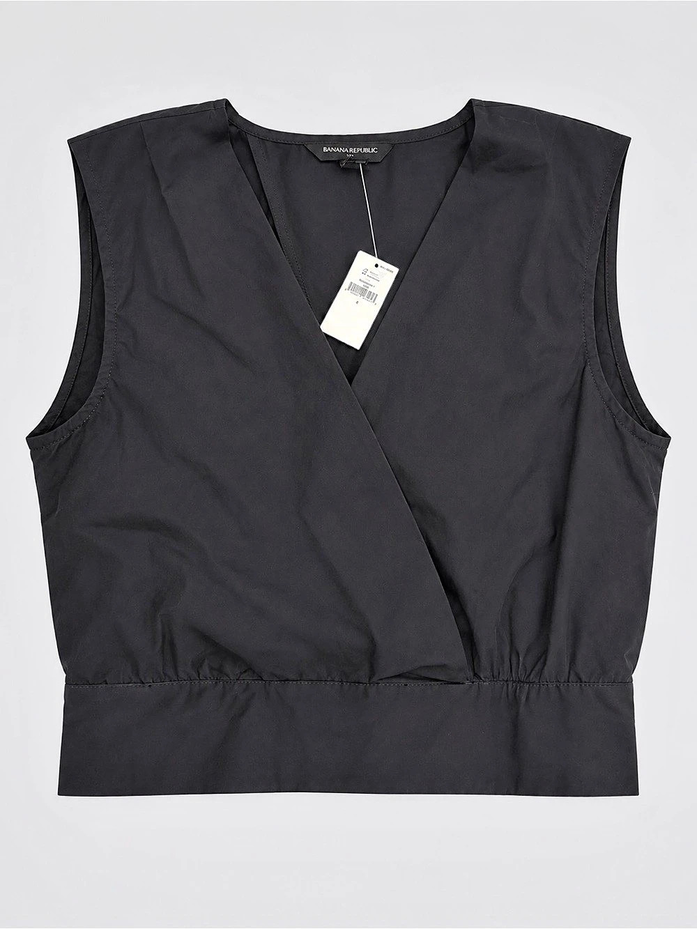 Banana Republic Black Wrap-Front Sleeveless Blouse